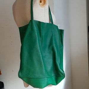 GAP Leather Large Tote Bag Green